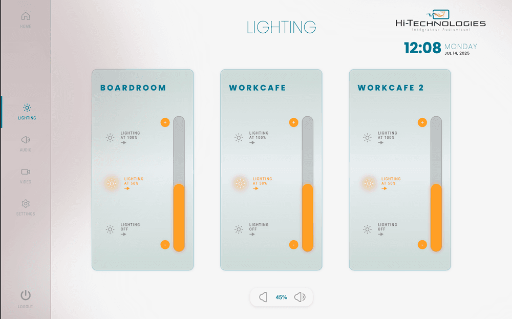 H.i Technologies – Interface Crestron project screenshot